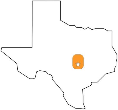 Map of Texas showing A Good Morning Tree Service central Texas service area